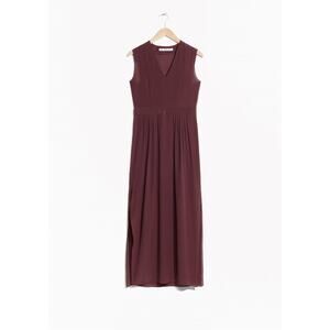 & Other Stories 100% Silk Burgandy Maxi Dress Sz 8 Wedding Guest Formal